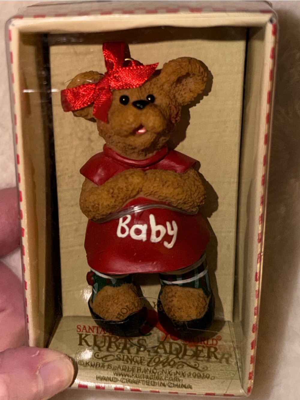 Kurt Adler in Box - “BABY” Mama Bear | Holly Bearies